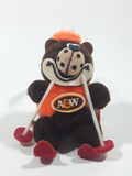 Vintage A&W Root Beer Bear Skiing with Red Skis 3 3/4" Tall Plush Stuffed Character Hanging Christmas Tree Ornament