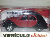 Playjocs Vehiculo Clasico Citroen 2CV Dark Red and Black 4 1/2" Long Die Cast Toy Car Vehicle New in Box