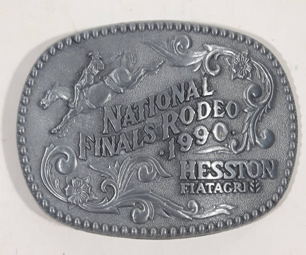 Vintage 1990 NFR National Finals Rodeo Hesston Fiatagri Metal Belt Buckle Commemorative Series Limited Collector's Buckle