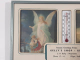Vintage Seasons Greetings From Kelly's Shop Rite Pilger Saskatchewan Jesus and Angel Themed 4" x 7" Advertising Thermometer