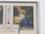 Vintage Seasons Greetings From Kelly's Shop Rite Pilger Saskatchewan Jesus and Angel Themed 4" x 7" Advertising Thermometer