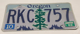 2002 Oregon Green Tree with Dark Blue Letters White Vehicle License Plate Tag RKC 757