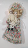 Vintage 10" Tall Doll Holding 5" Tall Small Doll Bendable Wire and Porcelain