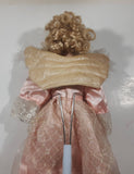 Pink Dress Porcelain Angel with Wings 17 1/2" Tall Doll with Stand