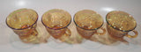 Set of 4 Vintage Indiana Carnival Glass Harvest Leaf Pattern Orange Amber Iridescent Rainbow Punch Bowl Cup