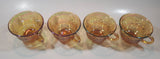 Set of 4 Vintage Indiana Carnival Glass Harvest Leaf Pattern Orange Amber Iridescent Rainbow Punch Bowl Cup