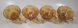 Set of 4 Vintage Indiana Carnival Glass Harvest Leaf Pattern Orange Amber Iridescent Rainbow Punch Bowl Cup