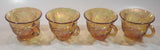 Set of 4 Vintage Indiana Carnival Glass Harvest Leaf Pattern Orange Amber Iridescent Rainbow Punch Bowl Cup