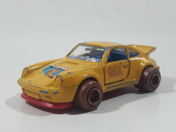 Vintage Majorette Smelly Speeders (Not Stinky) No. 209 Porsche 911 Turbo Chocolate Wave Yellow 1/57 Scale Die Cast Toy Car Vehicle with Opening Doors