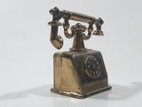 Vintage Miniature Dollhouse Sized 2" Tall Brass Rotary Telephone