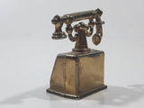Vintage Miniature Dollhouse Sized 2" Tall Brass Rotary Telephone