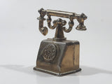 Vintage Miniature Dollhouse Sized 2" Tall Brass Rotary Telephone