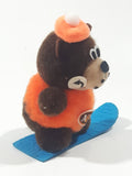 Vintage A&W Root Beer Bear Snowboarding 4" Tall Plush Stuffed Character Hanging Christmas Tree Ornament