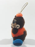 Vintage A&W Root Beer Bear Snowboarding 4" Tall Plush Stuffed Character Hanging Christmas Tree Ornament