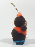 Vintage A&W Root Beer Bear Snowboarding 4" Tall Plush Stuffed Character Hanging Christmas Tree Ornament