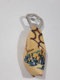 Vintage Holland Dutch Windmill Scene Wood Clog Shoe Metal Bottle Opener
