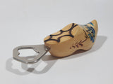 Vintage Holland Dutch Windmill Scene Wood Clog Shoe Metal Bottle Opener