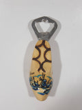Vintage Holland Dutch Windmill Scene Wood Clog Shoe Metal Bottle Opener