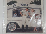 Vintage 1957 September 28th Gulf Pride The World's Finest Motor Oil Woman in White Talking to Man Next to White Studebaker 10 1/2" x 13 5/8" Print Ad
