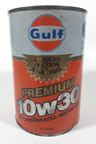 Vintage Gulf Saves Fuel Premium 10w30 Super Hydro Treated 1 Litre Motor Oil Metal Can FULL