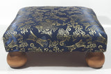 Antique Ottoman Empire Dark Royal Blue Chinese Coin Ornate Pattern Small Low Studded Footstool with Bulb Feet