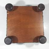 Antique Ottoman Empire Dark Royal Blue Chinese Coin Ornate Pattern Small Low Studded Footstool with Bulb Feet