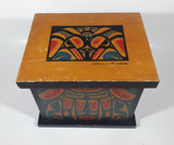 Vintage Clarence A. Wells Aboriginal Art Wood Box with Lid 8" Tall