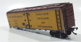 Vintage HO Scale Fruit Growers Express F.D.E.X. 9254 Reefer Box Car Yellow Wood and Metal Train Car Vehicle Missing One Set of Wheels