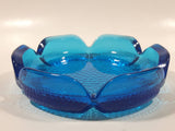 Vintage Bubble Texture Hobnail Style Bottom Aqua Cobalt Blue 5 3/4" Wide Glass Ashtray
