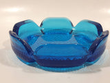 Vintage Bubble Texture Hobnail Style Bottom Aqua Cobalt Blue 5 3/4" Wide Glass Ashtray