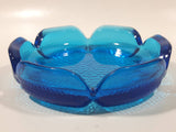Vintage Bubble Texture Hobnail Style Bottom Aqua Cobalt Blue 5 3/4" Wide Glass Ashtray