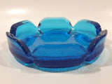 Vintage Bubble Texture Hobnail Style Bottom Aqua Cobalt Blue 5 3/4" Wide Glass Ashtray