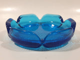 Vintage Bubble Texture Hobnail Style Bottom Aqua Cobalt Blue 5 3/4" Wide Glass Ashtray