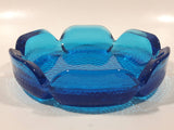 Vintage Bubble Texture Hobnail Style Bottom Aqua Cobalt Blue 5 3/4" Wide Glass Ashtray