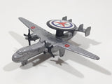 Unknown Brand 6004 E-2 Hawkeye Twin Turbo Prop Airplane US Navy Silver Die Cast Toy Aircraft Missing Wheels
