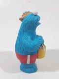 Applause Muppets Sesame Street Cookie Monster Character In Beach Shorts with a Pail of Shells Holding a Conch Shell To His Ear 3" Tall PVC Toy Figure