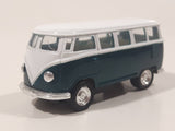 VW Volkswagen Bus White and Dark Green Pull Back Die Cast Toy Car Vehicle
