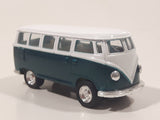 VW Volkswagen Bus White and Dark Green Pull Back Die Cast Toy Car Vehicle