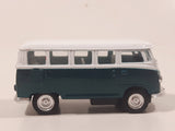 VW Volkswagen Bus White and Dark Green Pull Back Die Cast Toy Car Vehicle