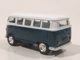 VW Volkswagen Bus White and Dark Green Pull Back Die Cast Toy Car Vehicle