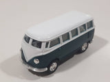 VW Volkswagen Bus White and Dark Green Pull Back Die Cast Toy Car Vehicle