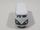 VW Volkswagen Bus White and Dark Green Pull Back Die Cast Toy Car Vehicle