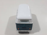 VW Volkswagen Bus White and Dark Green Pull Back Die Cast Toy Car Vehicle