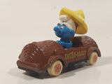 Vintage 1982 Ertl Peyo Smurf #3 Smurf-About Brown Log Die Cast Toy Car Vehicle