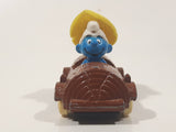 Vintage 1982 Ertl Peyo Smurf #3 Smurf-About Brown Log Die Cast Toy Car Vehicle