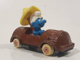 Vintage 1982 Ertl Peyo Smurf #3 Smurf-About Brown Log Die Cast Toy Car Vehicle