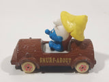 Vintage 1982 Ertl Peyo Smurf #3 Smurf-About Brown Log Die Cast Toy Car Vehicle