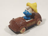 Vintage 1982 Ertl Peyo Smurf #3 Smurf-About Brown Log Die Cast Toy Car Vehicle