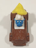 Vintage 1982 Ertl Peyo Smurf #3 Smurf-About Brown Log Die Cast Toy Car Vehicle