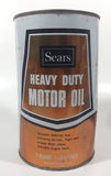 Vintage Simpsons Sears Allstate All Season Motor Oil 1 Quart 1.13 Litres SAE 10W-30 Blue and White Metal Oil Can FULL